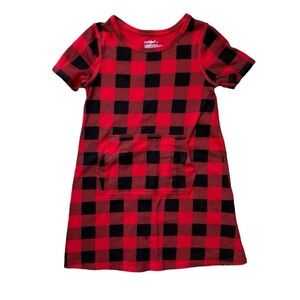 Cat & Jack Toddler Girls' Adaptive Short Sleeve Holiday Dress red plaid Size 5T